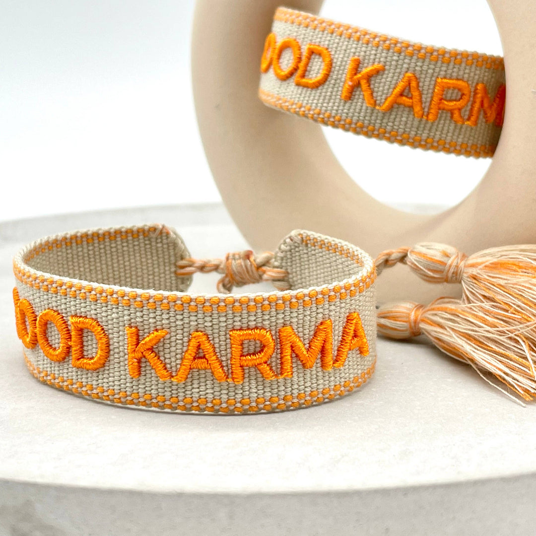 GOOD KARMA Statement Armband gewebt, bestickt