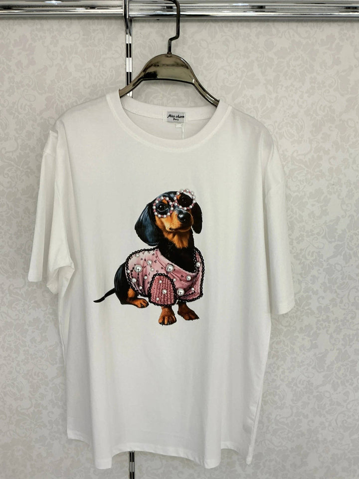 Oversize-T-Shirt mit Hundemotiv [Z8398]