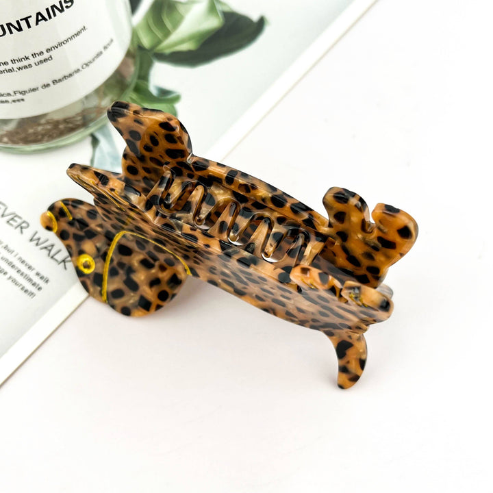 Skurrile Leopardenflecken‑Dackel‑Acetat‑Haarklammer