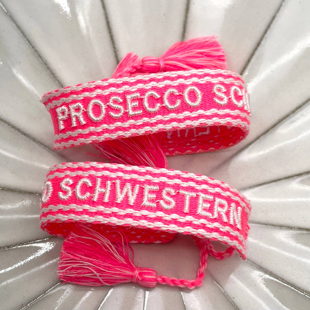 PROSECCO SCHWESTERN  Statement Armband gewebt, bestickt