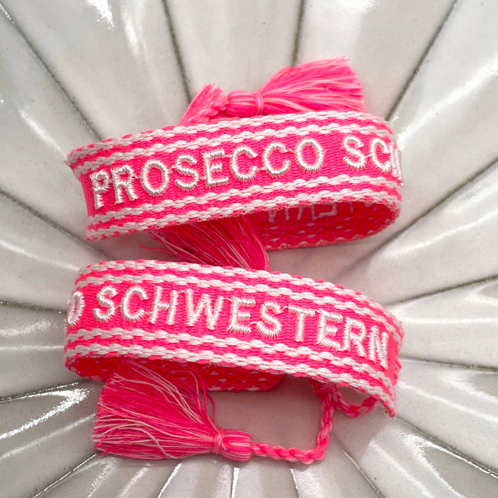 PROSECCO SCHWESTERN  Statement Armband gewebt, bestickt