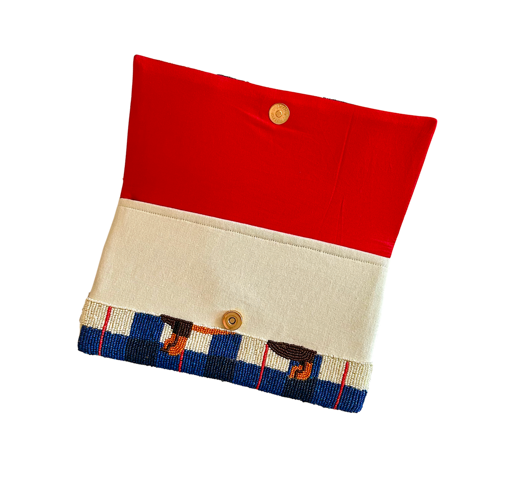 Dackel Clutch Umhängetasche Karo Perlen Tasche Lily Posh
