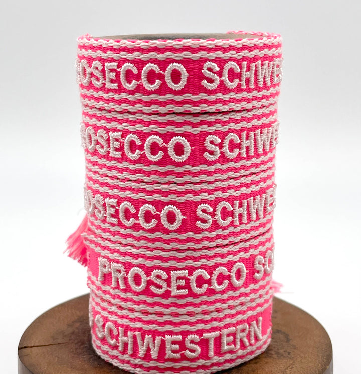 PROSECCO SCHWESTERN  Statement Armband gewebt, bestickt