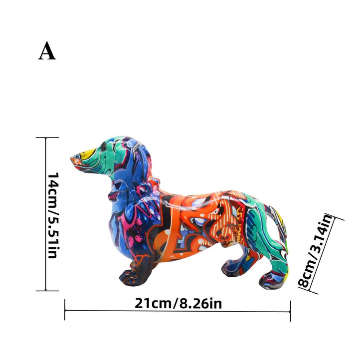 Colorburst Dackel Kunstfigur – Moderne Abstrakte Dekoration