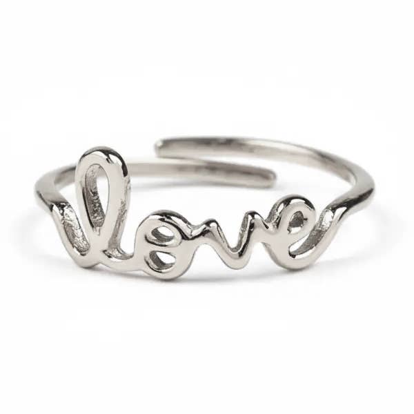 Love verstellbarer Ring aus Edelstahl