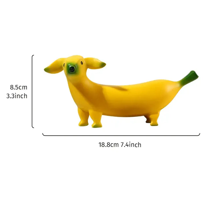 Kreative Dackel-Figur in Bananen-Design