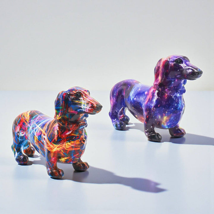 Colorburst Dackel Kunstfigur – Moderne Abstrakte Dekoration