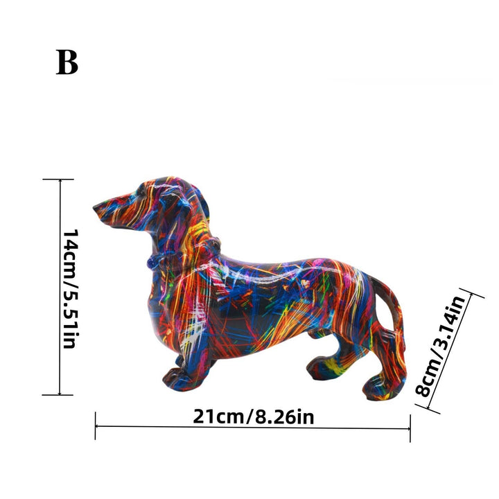 Colorburst Dackel Kunstfigur – Moderne Abstrakte Dekoration
