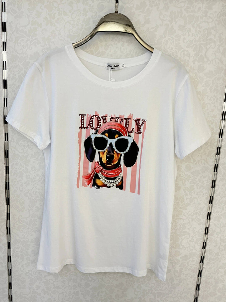 T-Shirt mit Motiv „Lovely“ Doggy [Z8519]