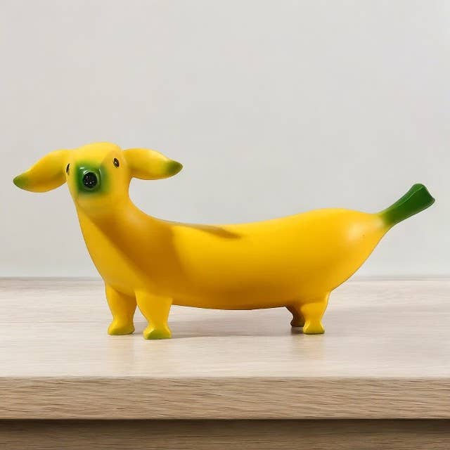 Kreative Dackel-Figur in Bananen-Design